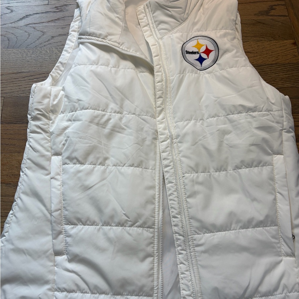 Pittsburgh Steelers Women’s White Puffer Vest Size Medium